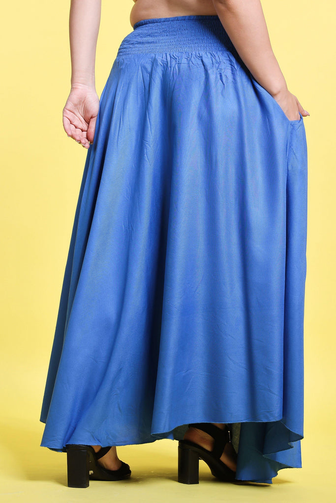 Model wearing Rayon Maxi Skirt with Pattern type: Solid-4
