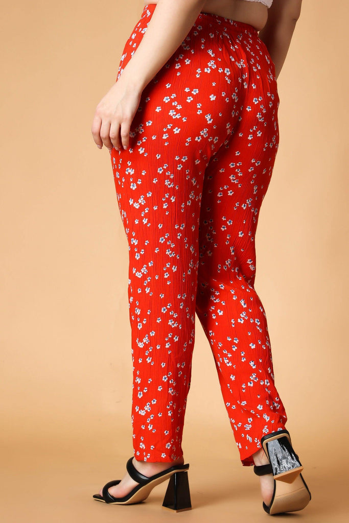 Model wearing Viscose Crepe Pyjamas with Pattern type: Floral-2