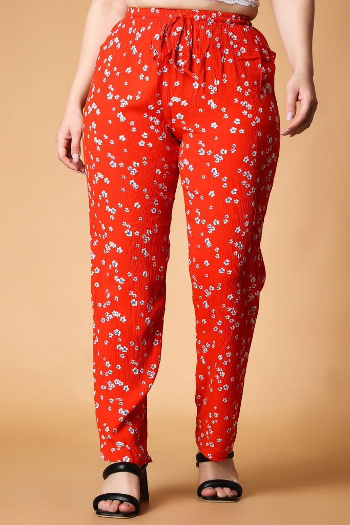 Model wearing Viscose Crepe Pyjamas with Pattern type: Floral-6