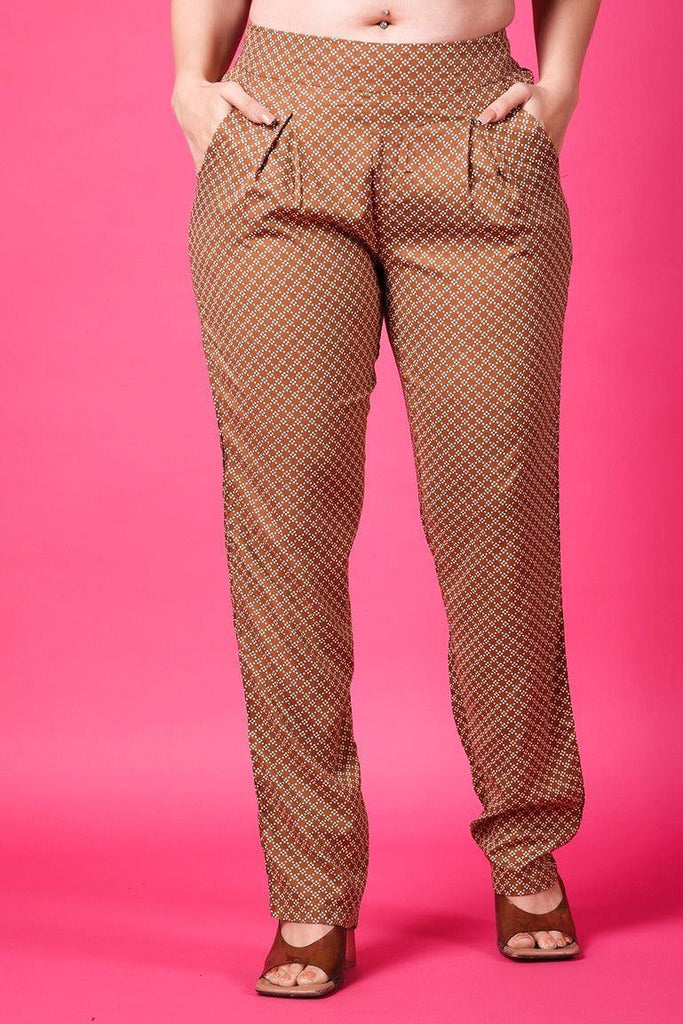 Model wearing Rayon Pant with Pattern type: Dots-2