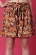Brown Floral Printed Shorts with Belt