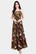 Brown Jungle Printed Layered Dress