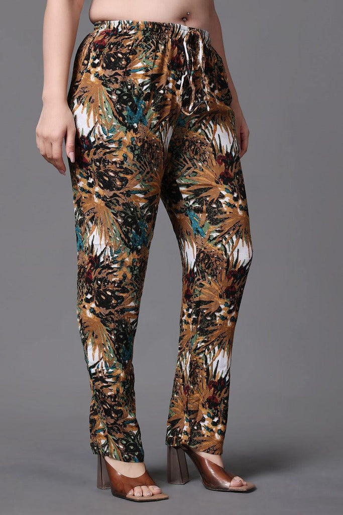 Model wearing Viscose Crepe Pant with Pattern type: Jungle-4