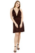 Brown Solid Dress with Deep Neck