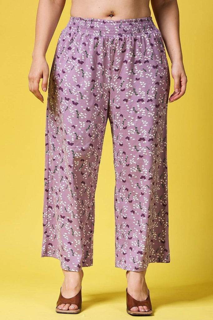 Model wearing Cotton Lycra Pyjama with Pattern type: Butterfly-1