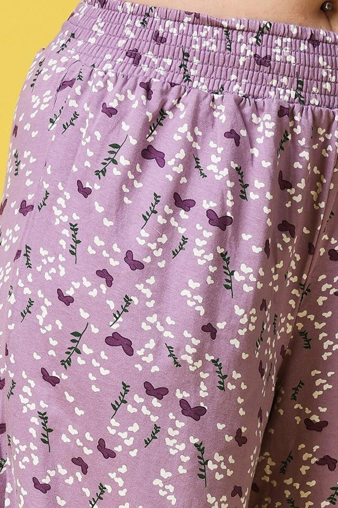 Model wearing Cotton Lycra Pyjama with Pattern type: Butterfly-4
