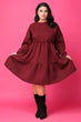 Cherry Red Solid Frill Dress