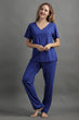 Cotton Solid Pyjama Night Suit Set -Electric Blue