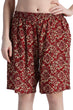 Dark Red Floral Printed Shorts