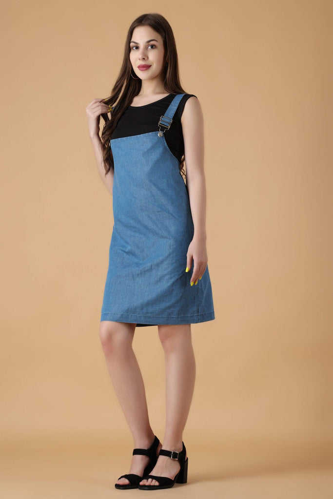 Model wearing Cotton Mini Dress with Pattern type: Solid-3