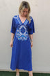 Electric Blue Night Dress with Neck Patch