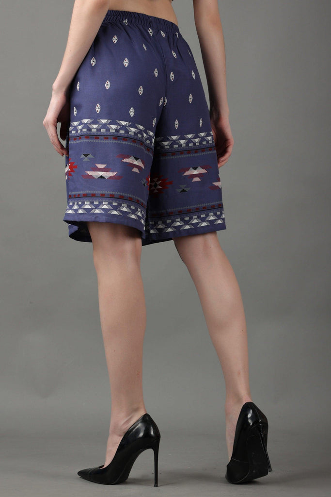 Model wearing Rayon Shorts with Pattern type: Ethnic-4