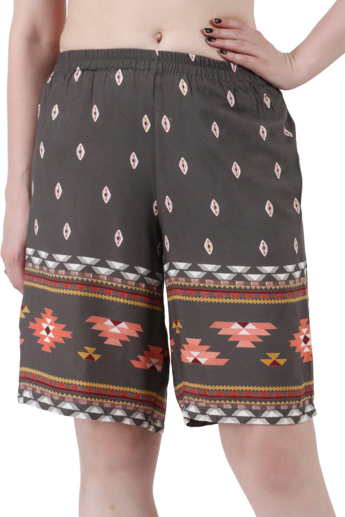 Model wearing Rayon Shorts with Pattern type: Ethnic-7