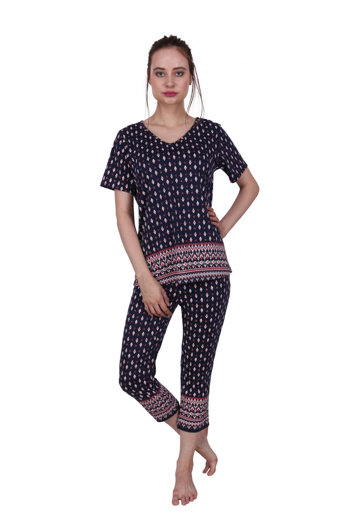 Model wearing Cotton Night Suit Set with Pattern type: Ethnic-6