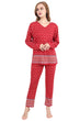 Ethnic Motif Border Printed Night Suit Set-Red