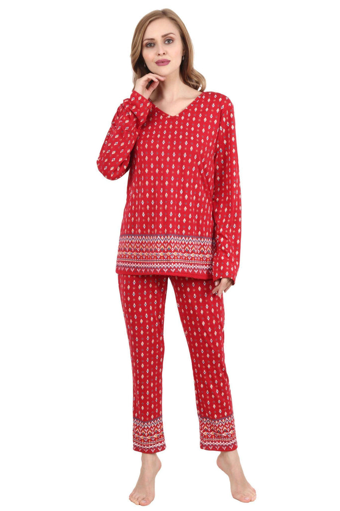 Model wearing Cotton Night Suit Set with Pattern type: Ethnic-4