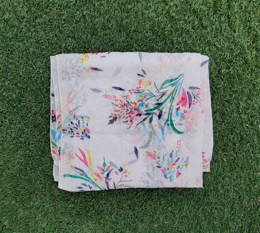 Polyster Chiffon Scarf with Pattern type: Floral-2