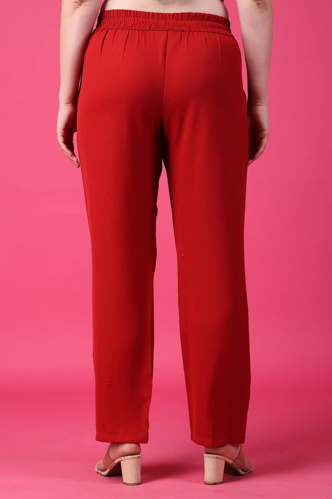 Model wearing Polyester Pant with Pattern type: Solid-5