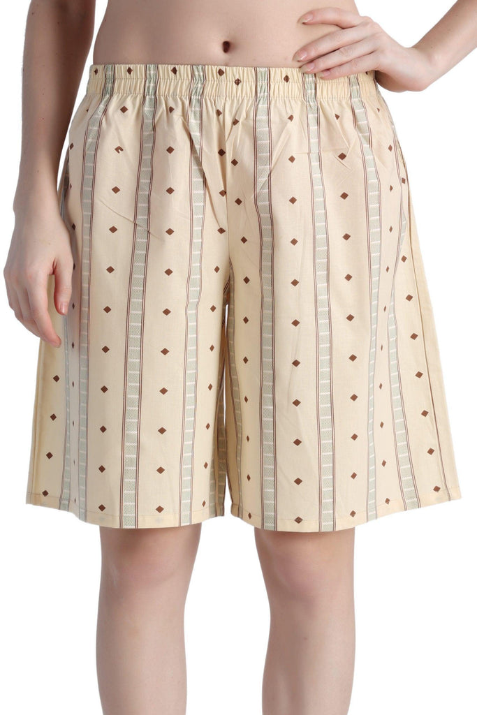 Model wearing Cotton Shorts with Pattern type: Graphic-3