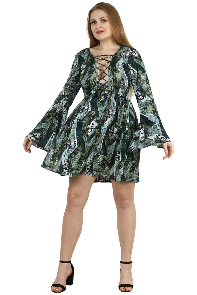 Model wearing Poly Crepe Mini Dress with Pattern type: Abstract-4
