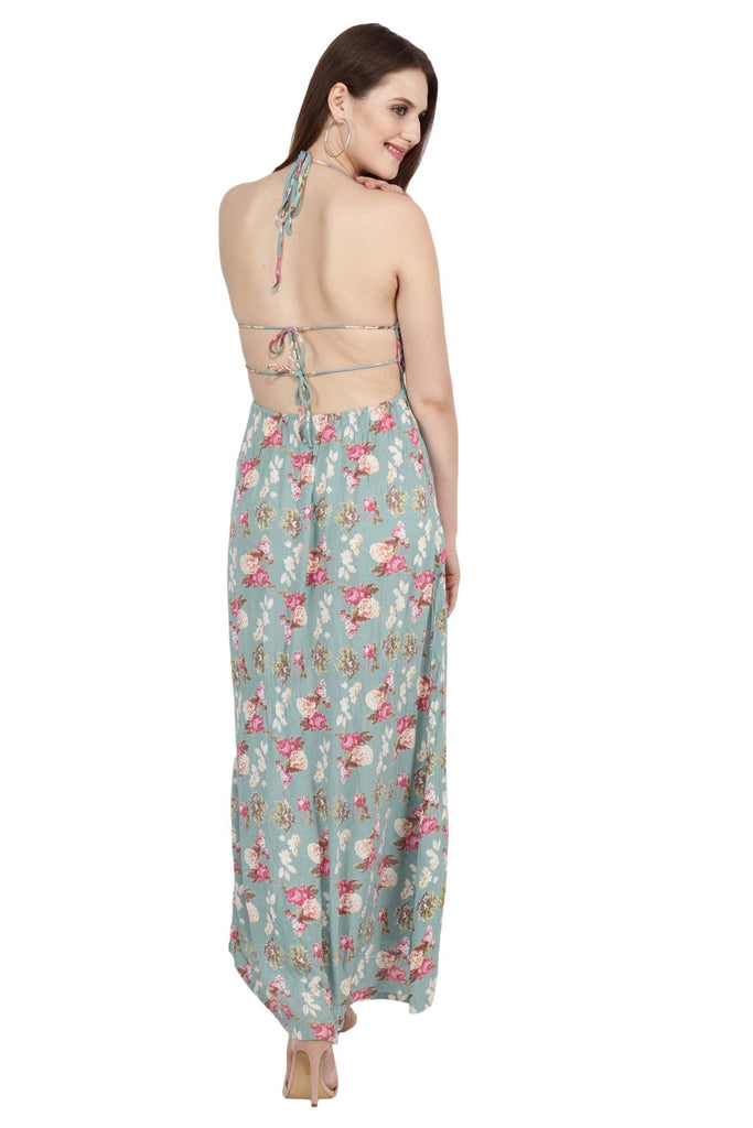 Model wearing Viscose Crepe Maxi Dress with Pattern type: Floral-6