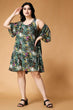 Green Floral Printed Dress with Shrug