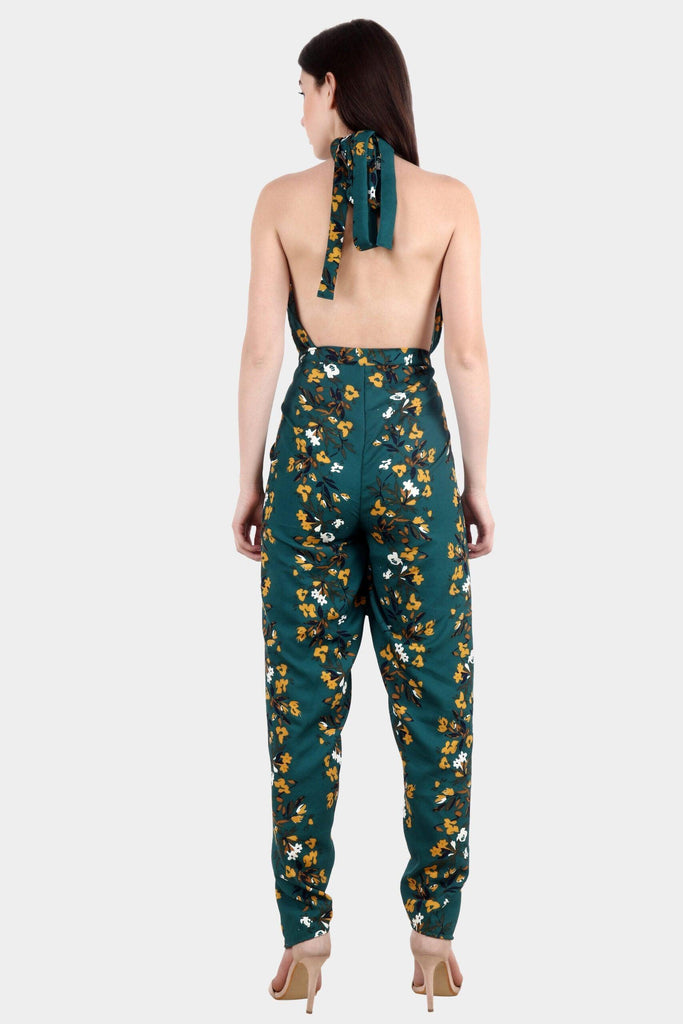 Model wearing Polyester Jumpsuit with Pattern type: Floral-3