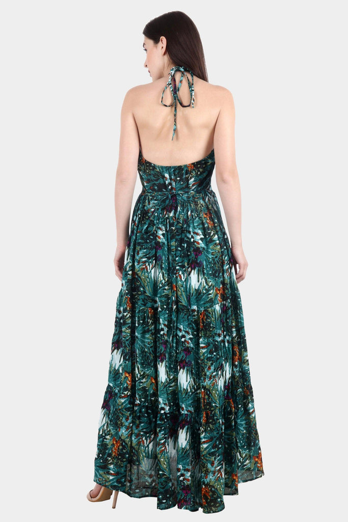 Model wearing Viscose Crepe Maxi Dress with Pattern type: Floral-6