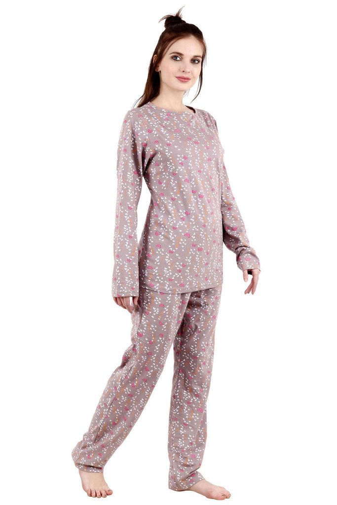 Model wearing Cotton Night Suit Set with Pattern type: Butterfly-2
