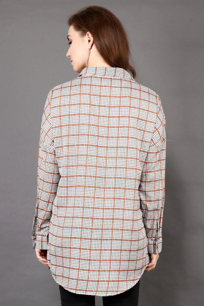 Model wearing Polyester Shirt with Pattern type: Checked-2