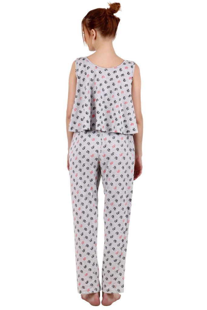 Model wearing Cotton Night Suit Set with Pattern type: Hearts-2