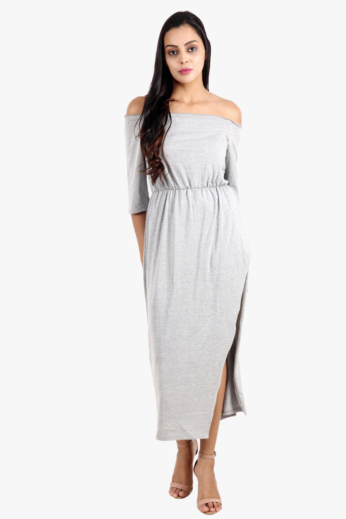 Model wearing Cotton Maxi Dress with Pattern type: Solid-5