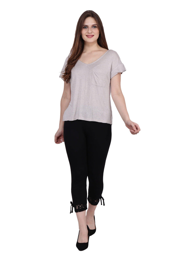 Model wearing Viscose Elastane T-shirt with Pattern type: Casual-2
