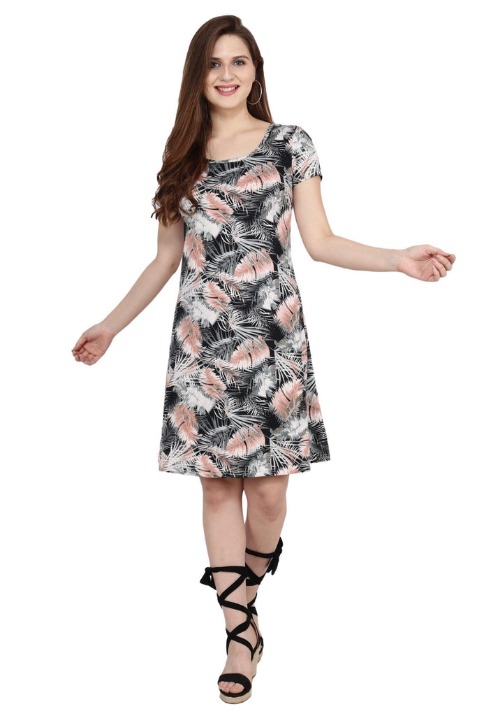 Model wearing Polyester Elastane Midi Dress with Pattern type: Jungle-2