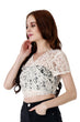 Lace Self Design Sheer Shrug with Short Sleeves