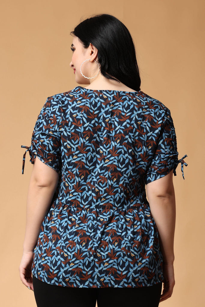 Model wearing Polyester Top with Pattern type: Floral-8