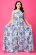 Light Blue & White Floral Printed Maxi Dress