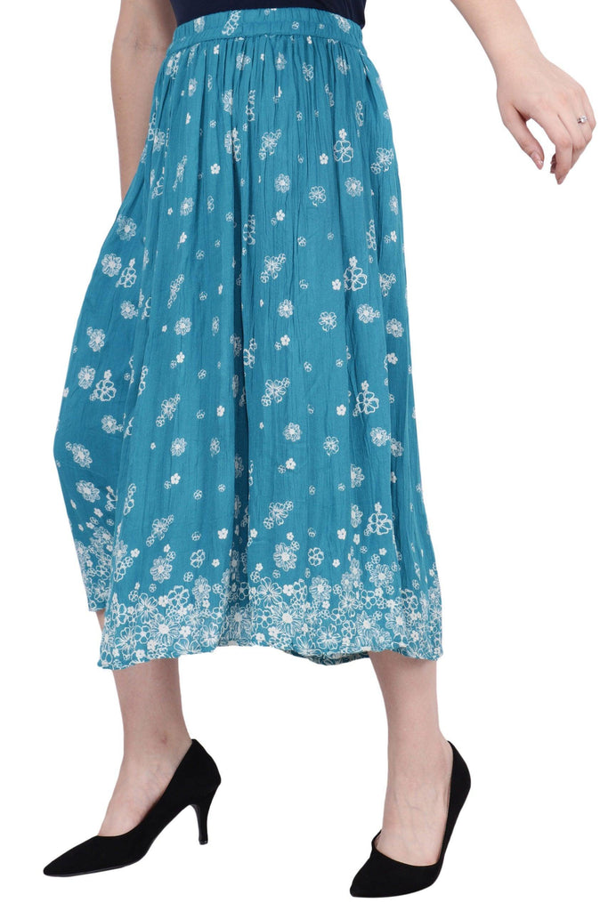 Model wearing Viscose Crepe Midi Skirt with Pattern type: Floral-4