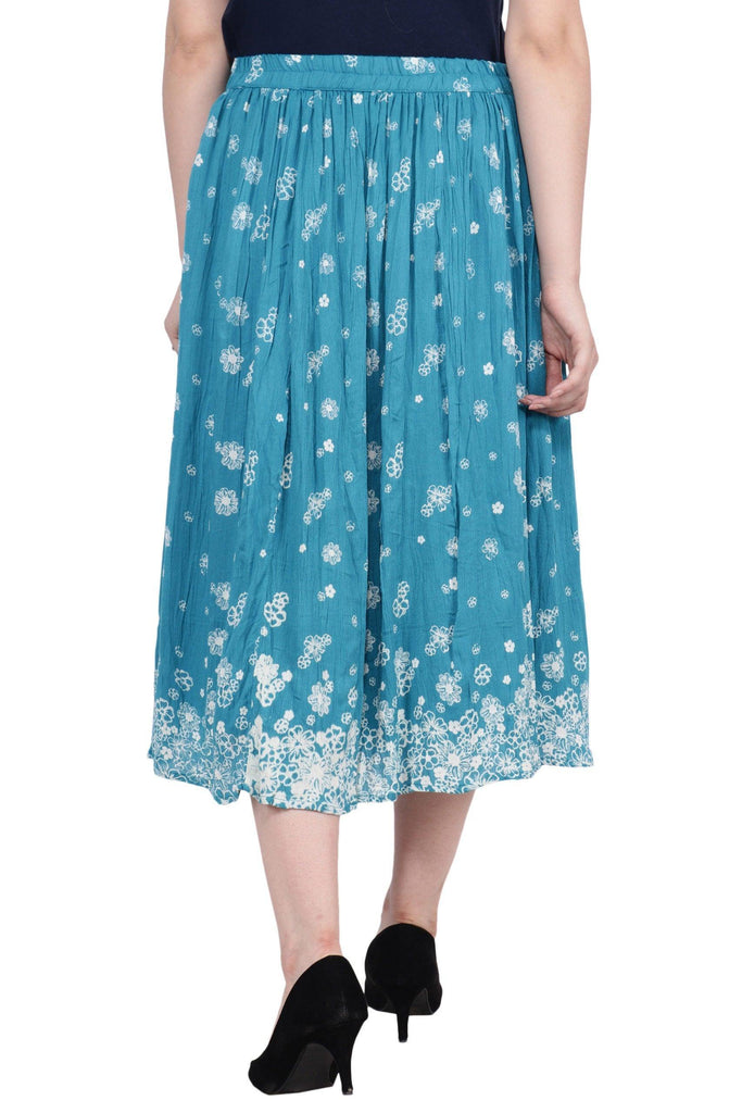 Model wearing Viscose Crepe Midi Skirt with Pattern type: Floral-6