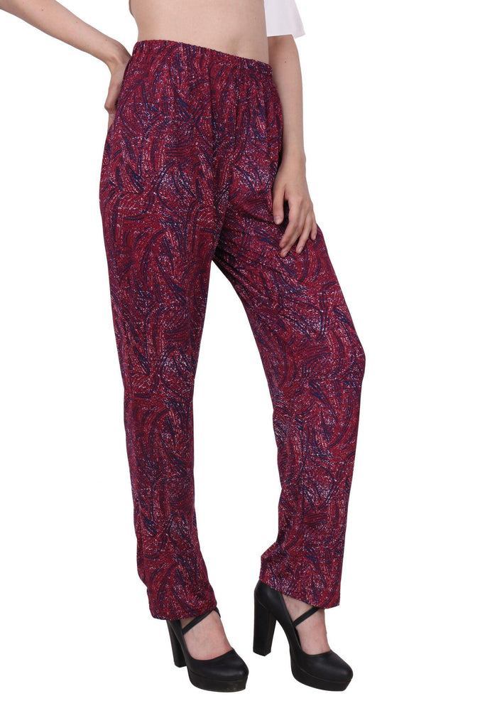 Model wearing Poly Lycra Pant with Pattern type: Abstract-1