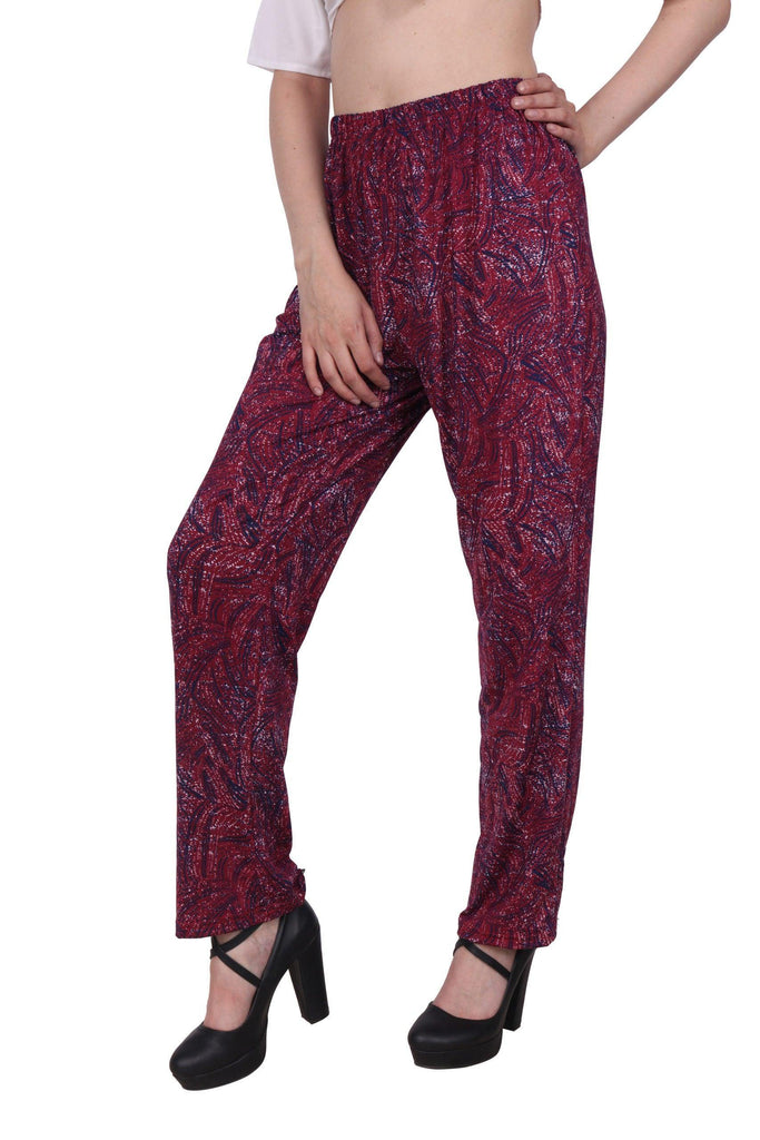 Model wearing Poly Lycra Pant with Pattern type: Abstract-3