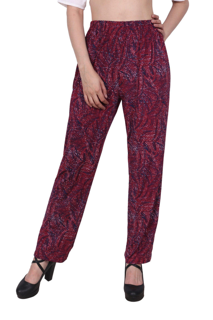 Model wearing Poly Lycra Pant with Pattern type: Abstract-5