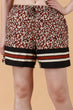 Maroon Abstract Printed Shorts with Stripes
