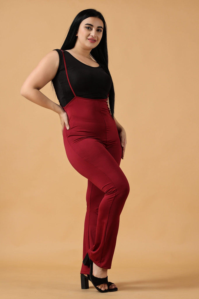 Model wearing Polyester Elastane Jumpsuit with Pattern type: Solid-6