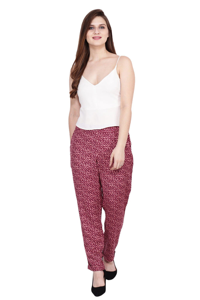 Model wearing Viscose Pant with Pattern type: Pebble-2