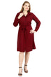 Maroon Solid Buttoned Dress