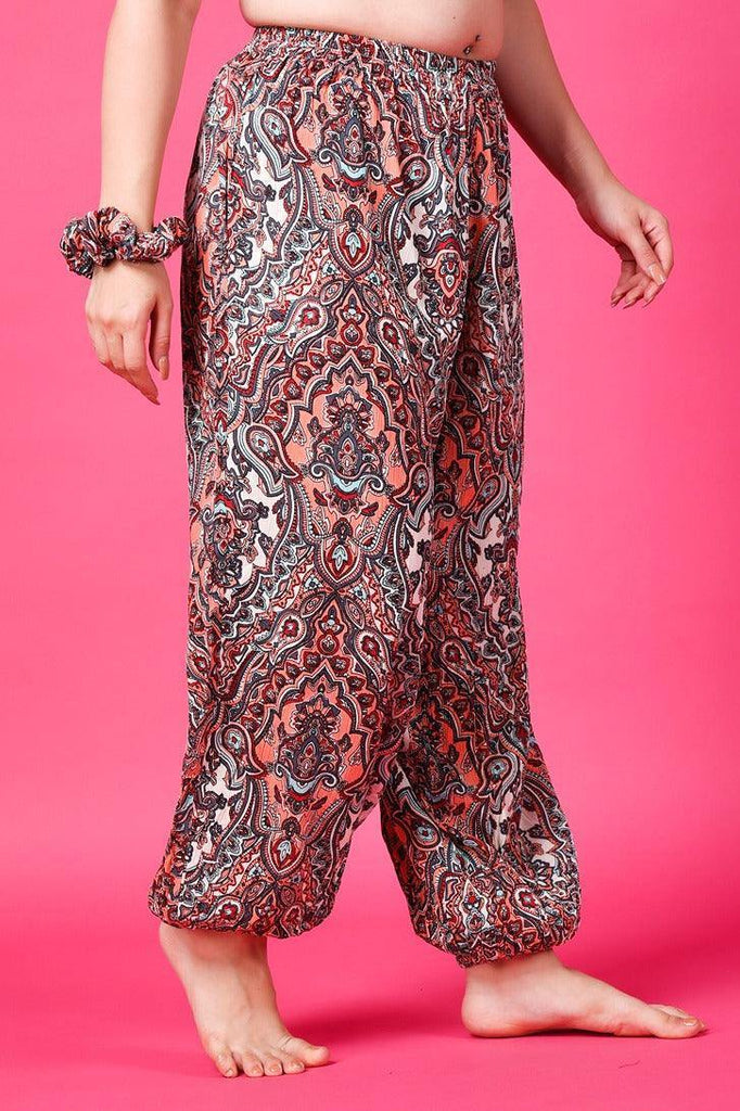 Model wearing Viscose Crepe Harem Pants with Pattern type: Ethnic-3