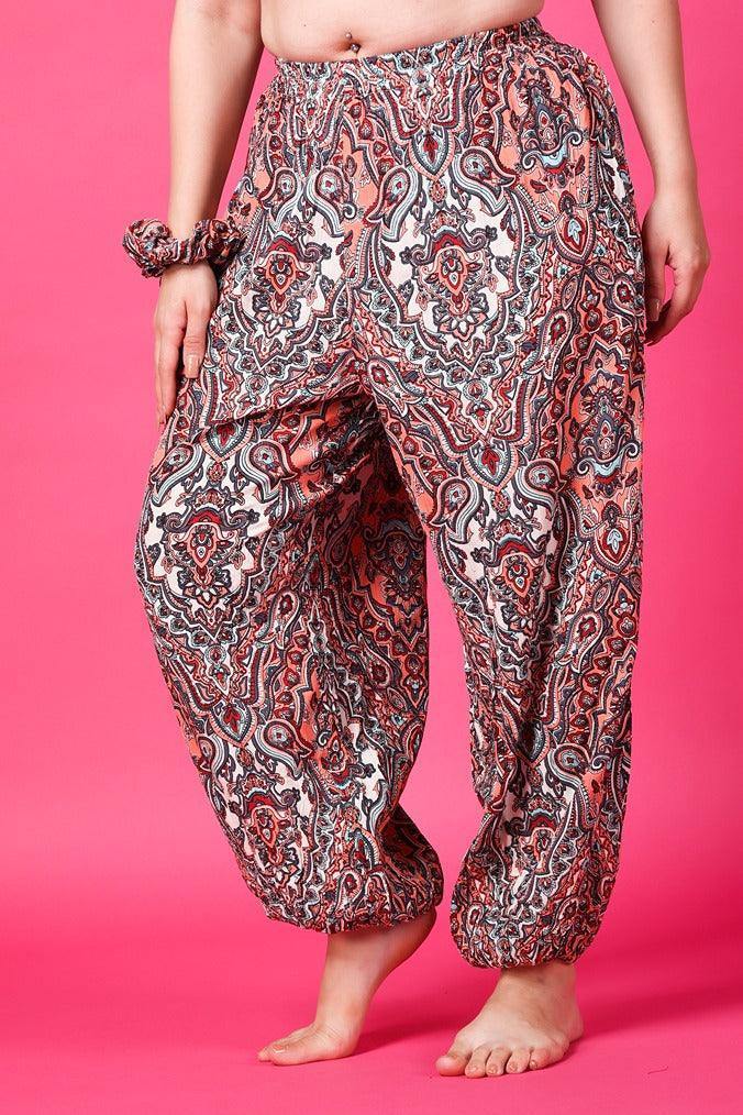 Model wearing Viscose Crepe Harem Pants with Pattern type: Ethnic-4
