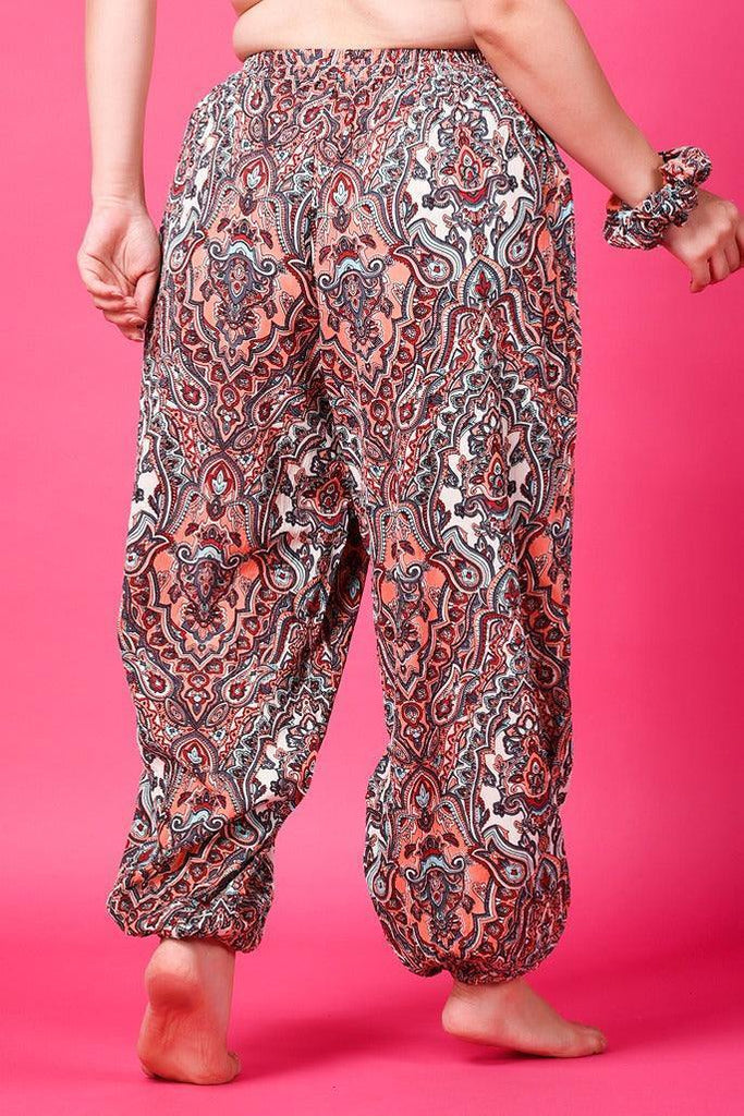 Model wearing Viscose Crepe Harem Pants with Pattern type: Ethnic-5