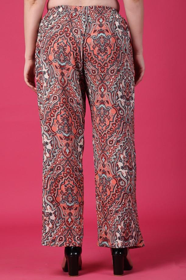 Model wearing Viscose Crepe Pant with Pattern type: Ethnic-5